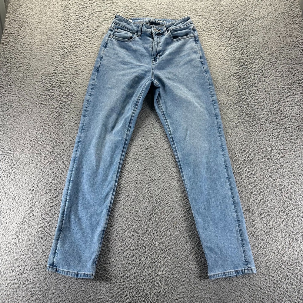 American Eagle Outfitters Jeans Women's 2 Blue Cotton Denim Mom Stretch Faded